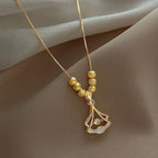 18K Real Gold Ginkgo Leaf Pendant Necklace