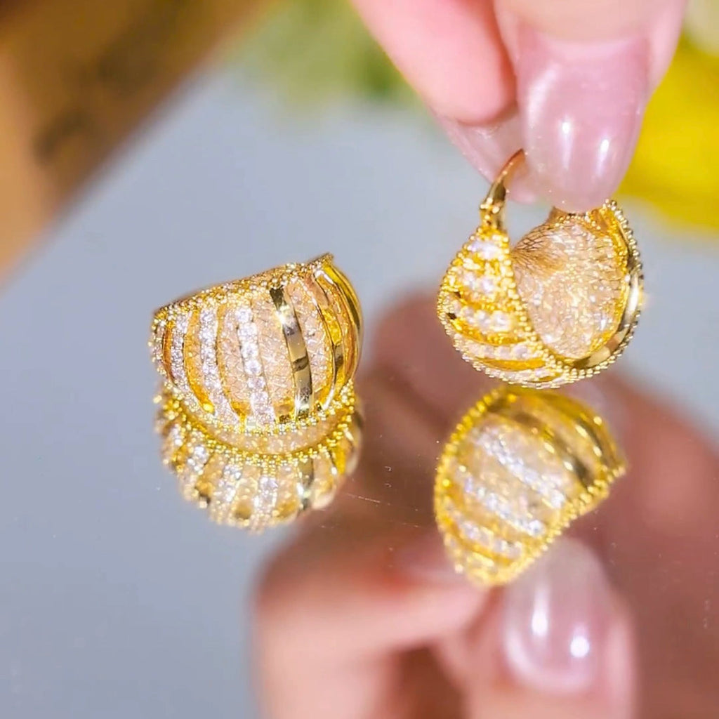 Diamond zircon earring(24k gold plated)