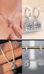 Crystal Zircon diamond Round Retro Simple Necklace Complete set